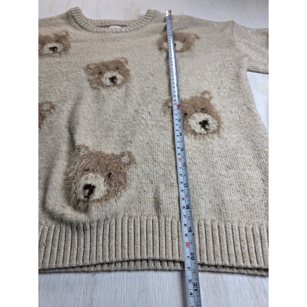 Wonder Nation Kids XL 14-16 Teddy Bear Knit Sweater Beige Oatmeal Cottagecore - Picture 5 of 6